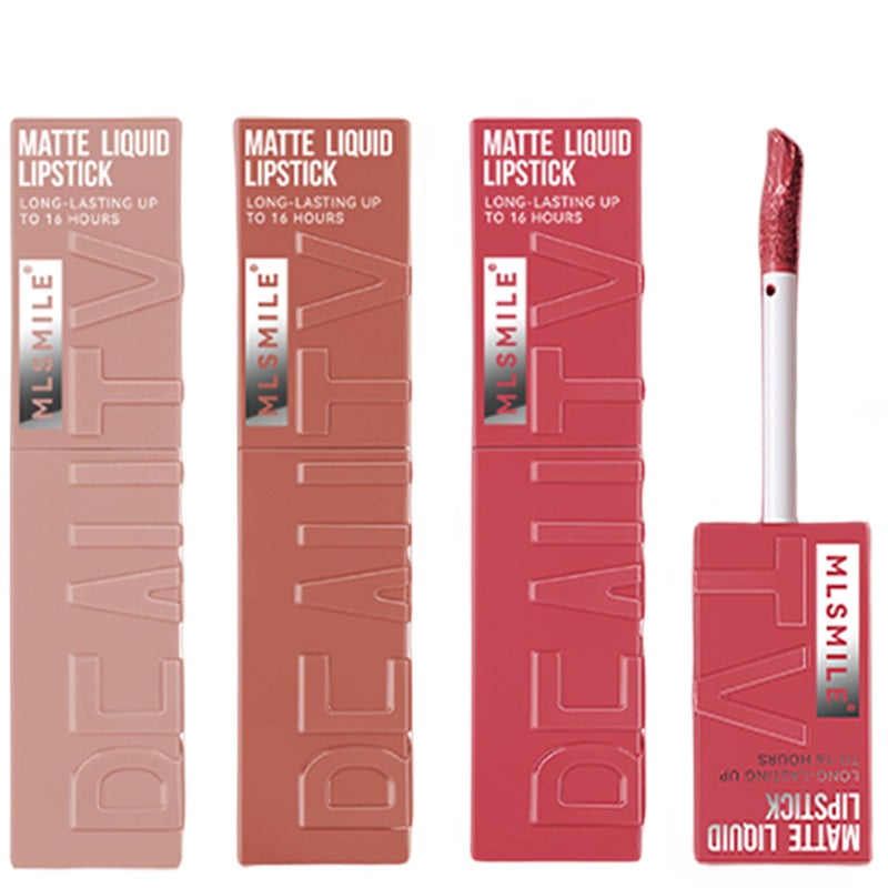 KTouler 3 Colors Matte Liquid Lipstick Set Velvet Smooth Nude Lip Gloss Waterproof Moisturizing Long Lasting Highly Pigmented Matte Lip Stain with Gift Box A