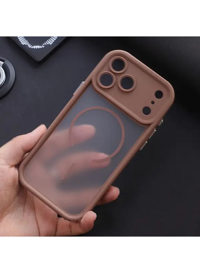 Brown Matte Magnetic Wireless Charging Phone Case Compatible With iPhone 14 Pro - Image 3