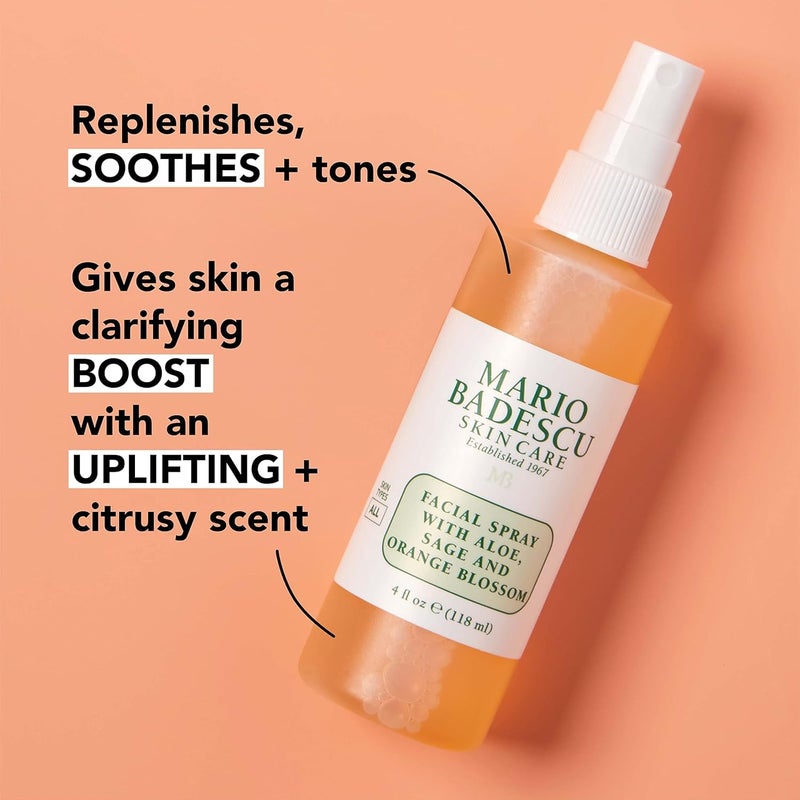 Mario Badescu Facial Spray with Aloe, Sage and Orange Blossom for All Skin Types | Face Mist That Hydrates & Uplifts | 4 FL OZ & 4 FL OZ Combo - Image 3