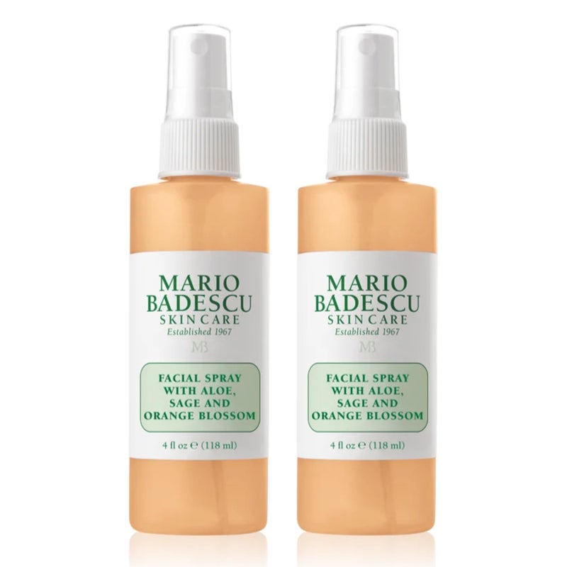Mario Badescu Facial Spray with Aloe, Sage and Orange Blossom for All Skin Types | Face Mist That Hydrates & Uplifts | 4 FL OZ & 4 FL OZ Combo - Image 1