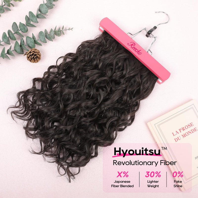 REECHO Curly Hair Extensions, 4PCS 16 inch Clip in Hair Extensions Lace Weft Short Curly Hair Extension Clip Ins Invisible Natural Hairpieces for Women, Off Black - Image 3