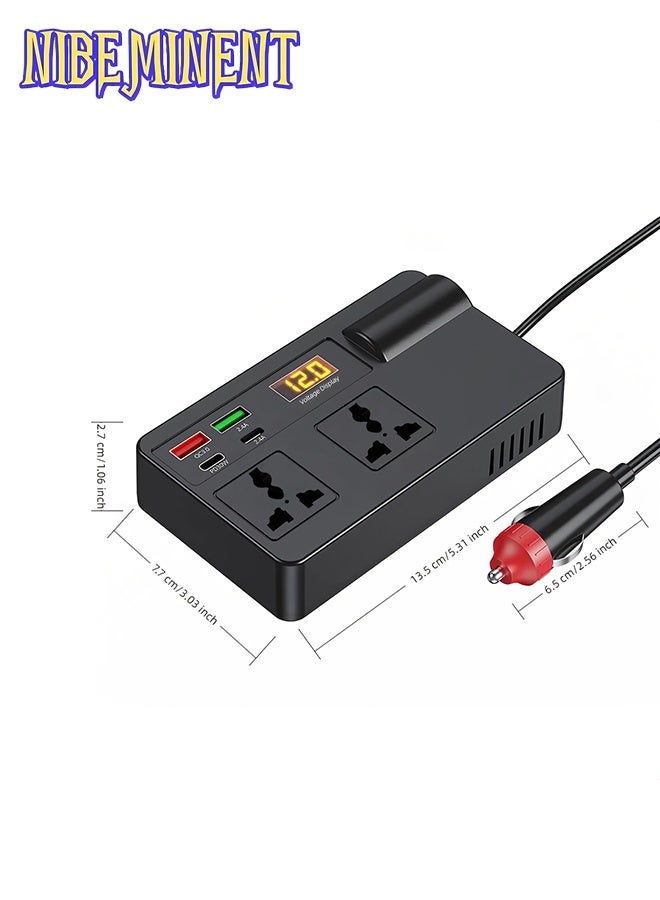 نيبمينينت محول طاقة السيارة بقوة 220 واط 12V-24V مع منافذ USB وعرض رقمي للجهد، محول ولاعة سجائر للسيارات، والمركبات الترفيهية، والمزيد - Image 2