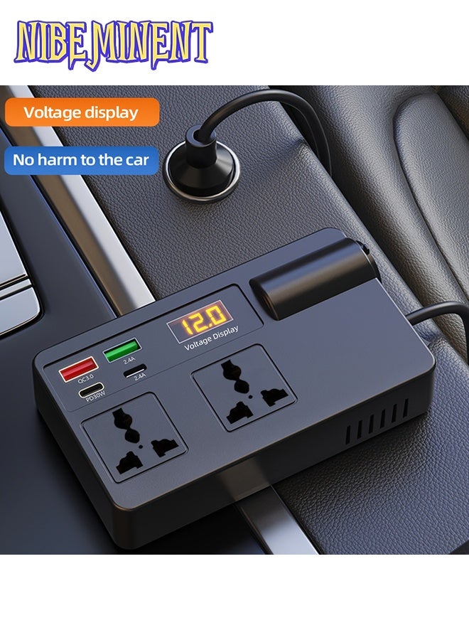 نيبمينينت محول طاقة السيارة بقوة 220 واط 12V-24V مع منافذ USB وعرض رقمي للجهد، محول ولاعة سجائر للسيارات، والمركبات الترفيهية، والمزيد - Image 3
