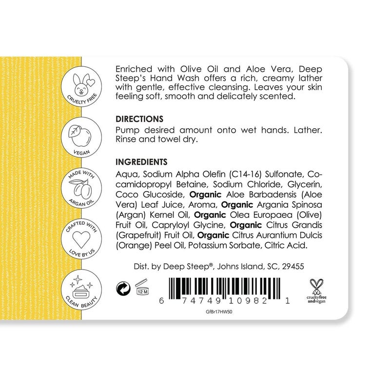 Deep Steep Argan Oil Liquid Hand Wash, Grapefruit Bergamot, 17.6 Fluid Ounce - Image 2