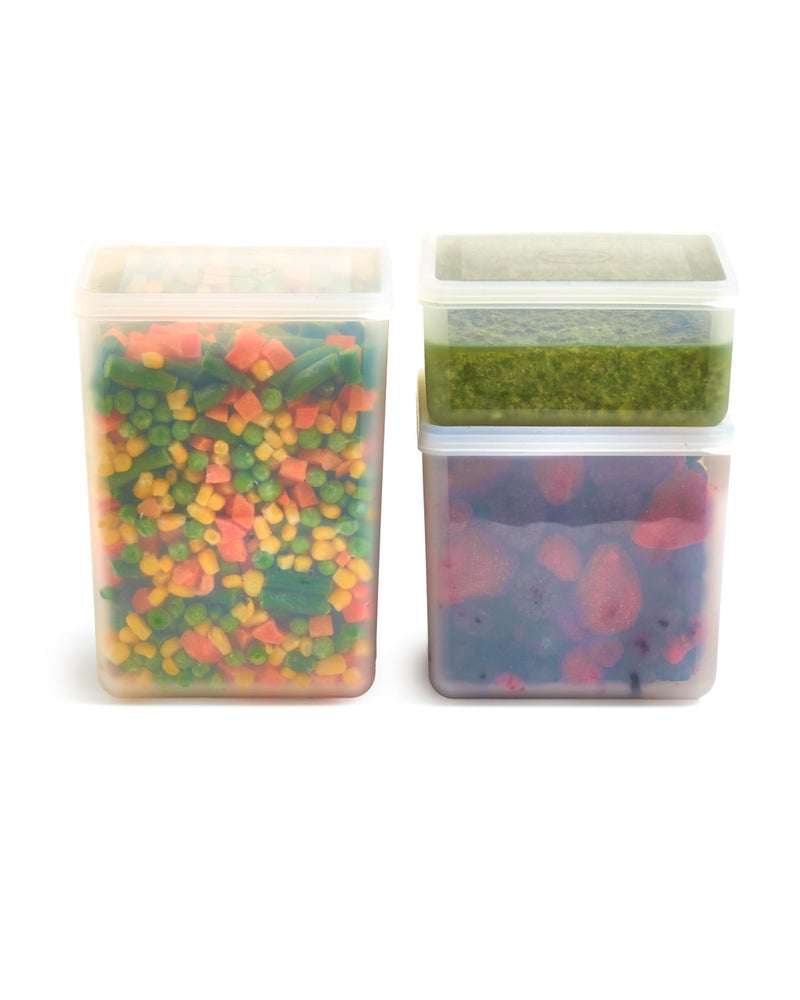 WP Freezer Cubes Set of 3  Reclaim Your Freezer With Tidy Stackable Frozen Food Containers  16oz 40oz 64 oz  Freezer safe BPA Free Dishwasher Safe Microwave Safe