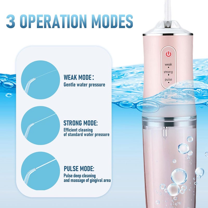 houscly Electric Water Flosser Cordless for Teeth 3 Modes 4 Jet Tips Cleaning and Flossing Water Dental Portable Floss Irrigator Oral Water Flossed Rechargeable Tonsil Stone Travel Adults - Image 3