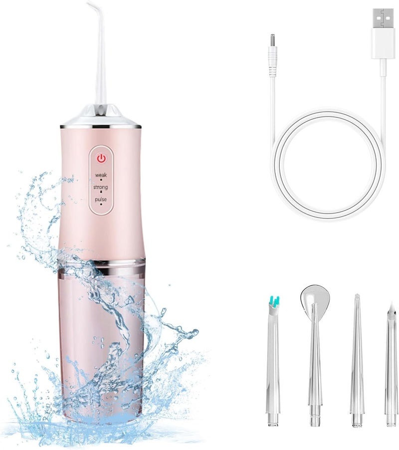 houscly Electric Water Flosser Cordless for Teeth 3 Modes 4 Jet Tips Cleaning and Flossing Water Dental Portable Floss Irrigator Oral Water Flossed Rechargeable Tonsil Stone Travel Adults - Image 1