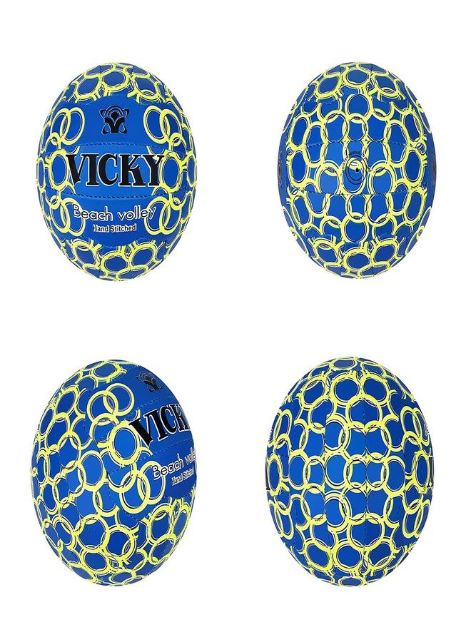 Vicky Beach Volleyball Exquisite Craft & Superior Hand Sewn Synthetic Material Built Ideal Ball for Training & Practising Sports- Blue/Yellow - Image 5