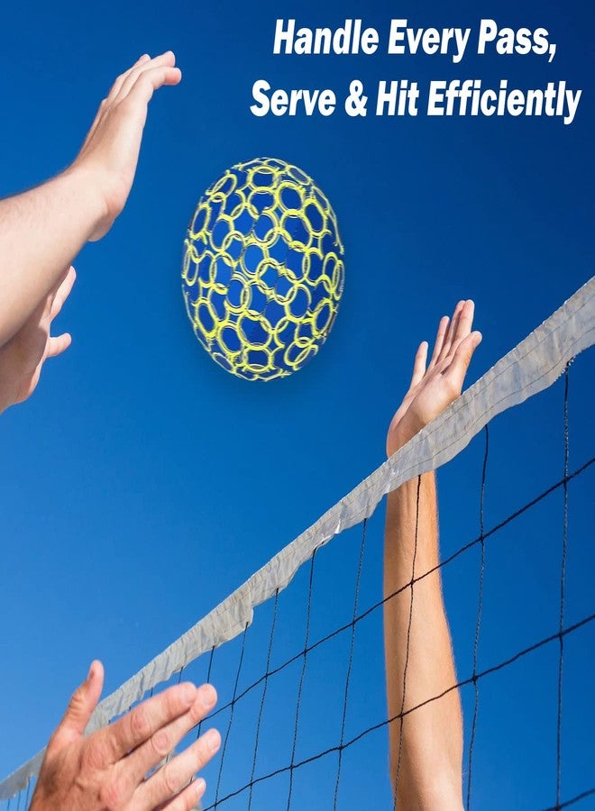 Vicky Beach Volleyball Exquisite Craft & Superior Hand Sewn Synthetic Material Built Ideal Ball for Training & Practising Sports- Blue/Yellow - Image 3