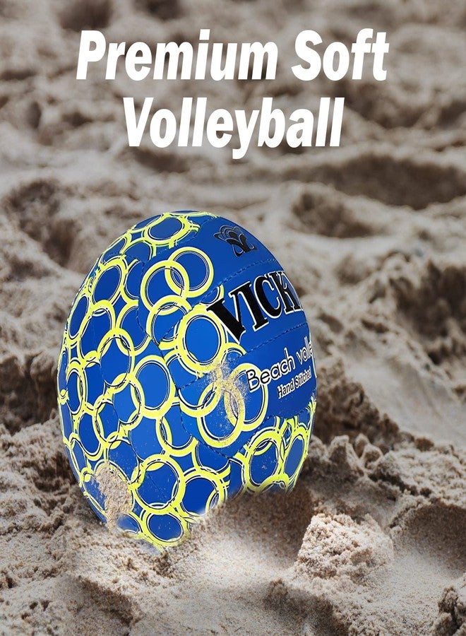 Vicky Beach Volleyball Exquisite Craft & Superior Hand Sewn Synthetic Material Built Ideal Ball for Training & Practising Sports- Blue/Yellow - Image 2