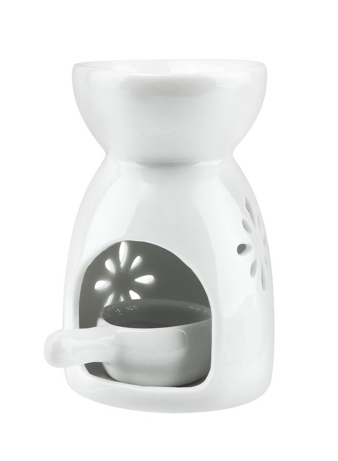 Restynic Ceramic Oil & Wax Burner – Tea Light Warmer for Quick Aromatherapy Relaxation, for Aromatherapy Enthusiasts | Flower Pattern to Elevate Home/Bedroom Charm - Image 3