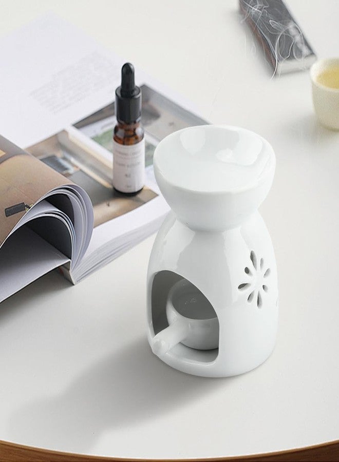 Restynic Ceramic Oil & Wax Burner – Tea Light Warmer for Quick Aromatherapy Relaxation, for Aromatherapy Enthusiasts | Flower Pattern to Elevate Home/Bedroom Charm - Image 4