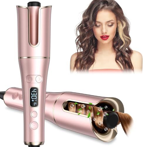 Laluztop Automatic Curling Iron, Auto Hair Curler Wand with 4 Temperatures & 3 Timers & LCD Display, Curling Iron with 1" Large Rotating Barrel, Dual Voltage Auto Shut-Off Spin Iron for Hair Styling - Image 1