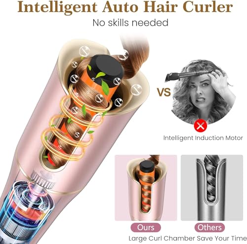 Laluztop Automatic Curling Iron, Auto Hair Curler Wand with 4 Temperatures & 3 Timers & LCD Display, Curling Iron with 1" Large Rotating Barrel, Dual Voltage Auto Shut-Off Spin Iron for Hair Styling - Image 2