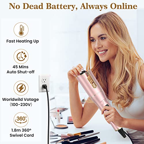 Laluztop Automatic Curling Iron, Auto Hair Curler Wand with 4 Temperatures & 3 Timers & LCD Display, Curling Iron with 1" Large Rotating Barrel, Dual Voltage Auto Shut-Off Spin Iron for Hair Styling - Image 5