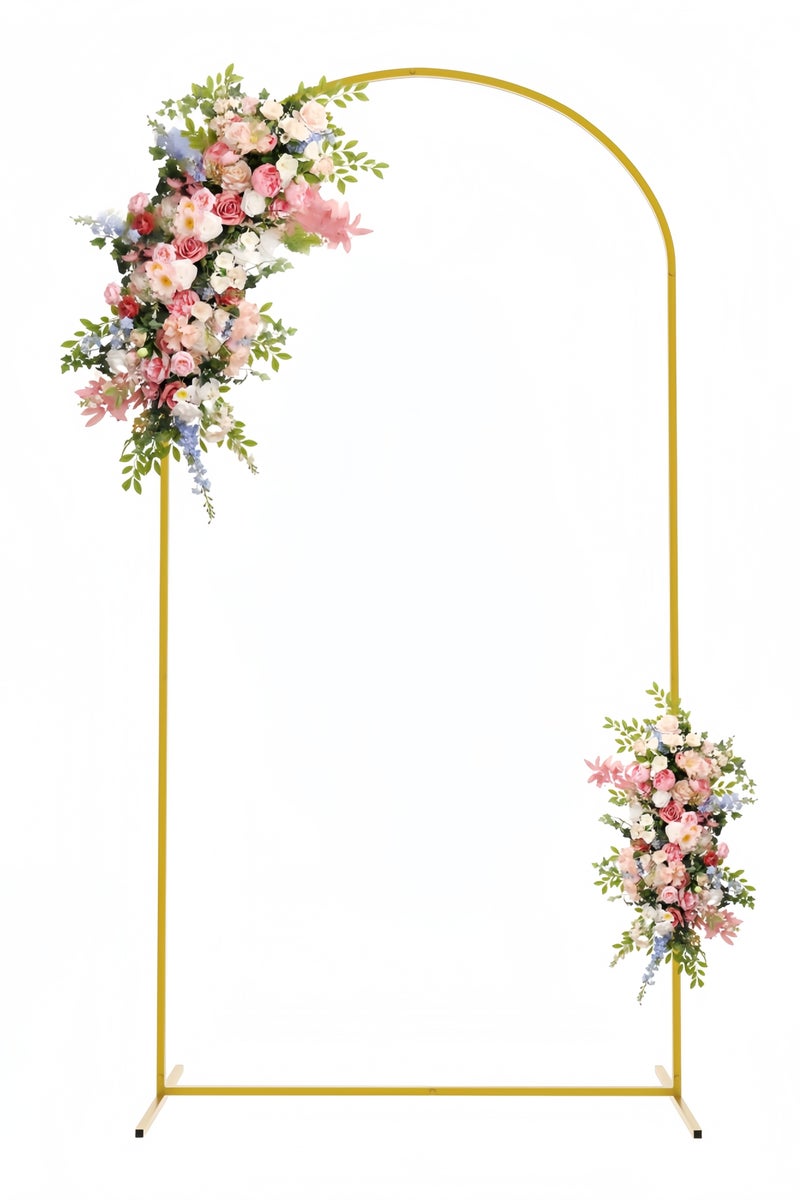جيجيرو حامل خلفية قوس معدني 2 متر قوس زفاف ذهبي حامل قوس البالونات ، إطار قوس الحديقة لحفل الزفاف عيد ميلاد بالون قوس زهرة الديكور - Image 1