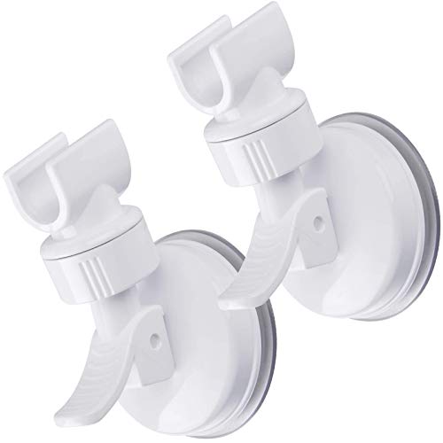 OUO Adjustable Shower Head Holder Bathroom Suction Cup Handheld Shower Head Bracket Removable Handheld Showerhead Wall Mounted Suction Bracket 2pcs White