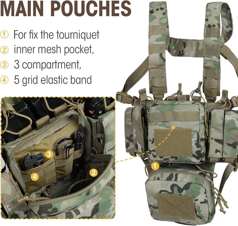 VISMIX Tactical Chest Rig, Adjustable&Detachable Molle Chest Rigs with Mag Pouch - Image 3