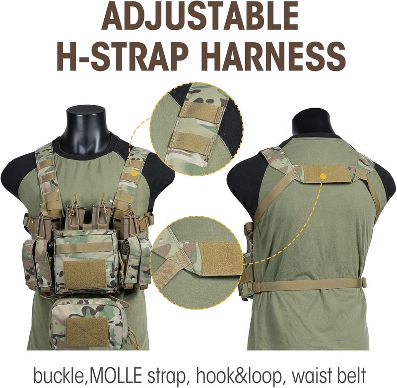 VISMIX Tactical Chest Rig, Adjustable&Detachable Molle Chest Rigs with Mag Pouch - Image 4