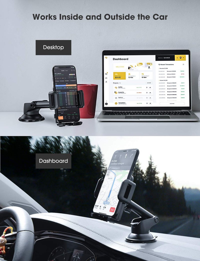 Phone Mount for Car,Car Phone Holder Mount with Strong Suction Cup Dashboard Windshield Phone Mount Compatible with iPhone 14 13 12 11 Pro Max, Galaxy Note 20 S20 S10 and More - Image 2