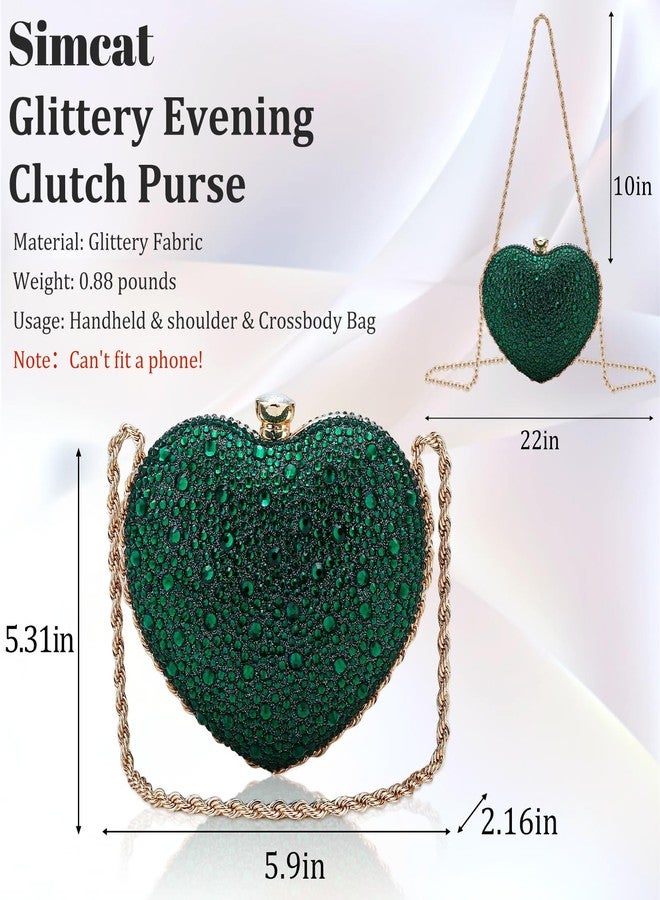Simcat Cute Heart Shape Clutch Purses Love Heart Women Rhinestone Wedding Handbag Clutch Party Evening Bag - Image 2