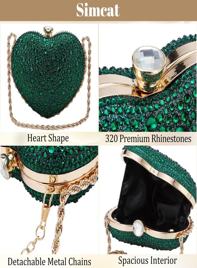 Simcat Cute Heart Shape Clutch Purses Love Heart Women Rhinestone Wedding Handbag Clutch Party Evening Bag - Image 4