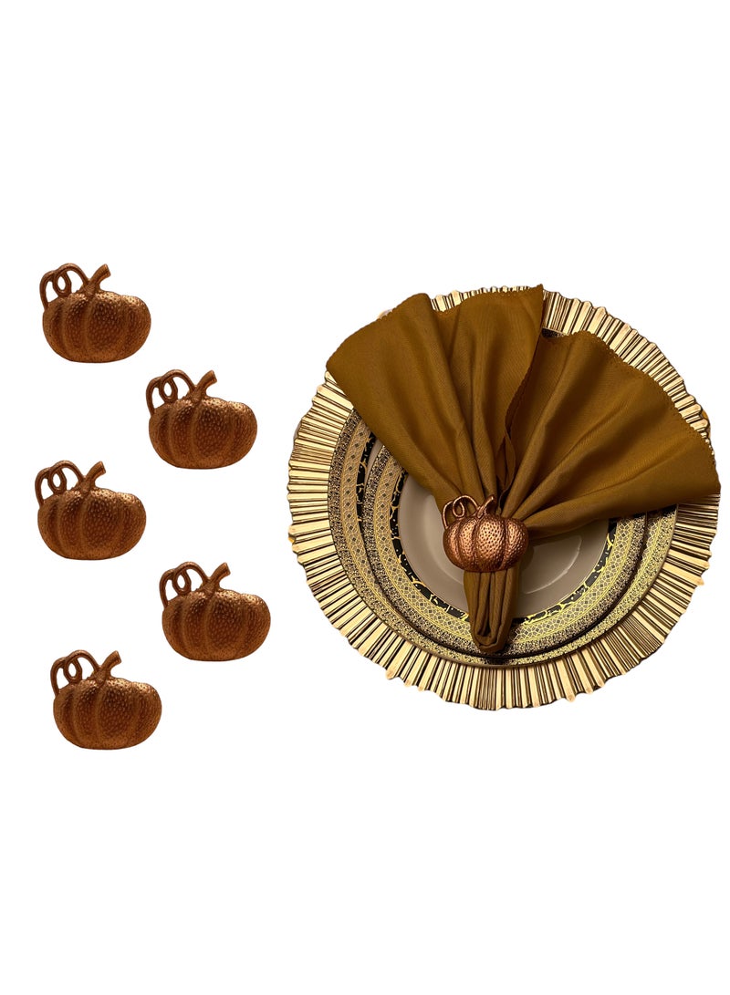 Napkin Rings, 6 pcs Hollow Out Rose Gold Napkin Rings Pumpkin Shaped for Table Decorations, Wedding, Anniversary, Birthday, DIY Decoration, Party of Table Setting  - Image 1