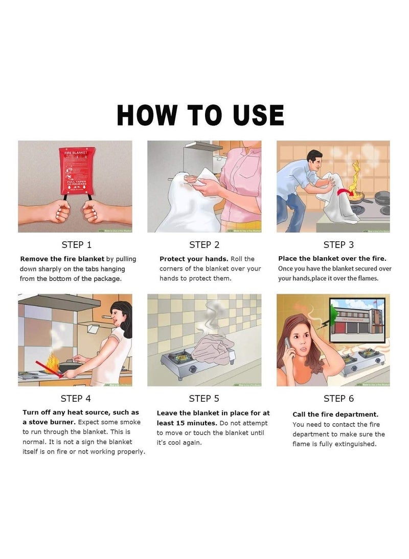 HaHaHai Fire Emergency Blanket, Fire Suppression Blanket, Fireproof Blanket for Kitchen, Camping, Grill, Car, Office, Warehouse, School, Picnic, Fireplace (40"X40") - Image 5