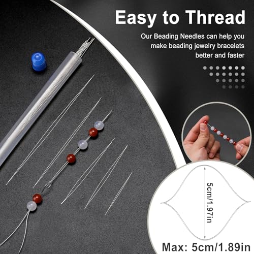 UOOU 18 Pcs collapsible Big Eye Seed Beads Needles Set with Bottle - Image 4