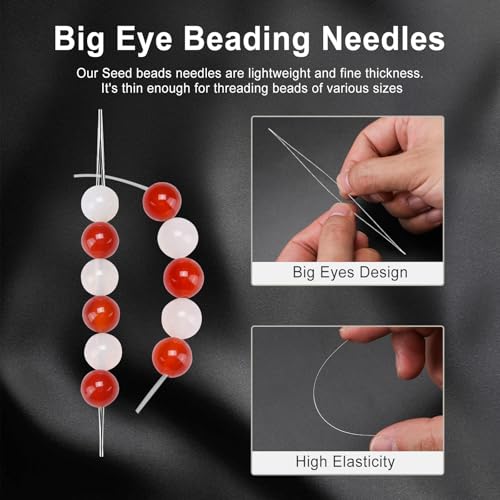UOOU 18 Pcs collapsible Big Eye Seed Beads Needles Set with Bottle - Image 3