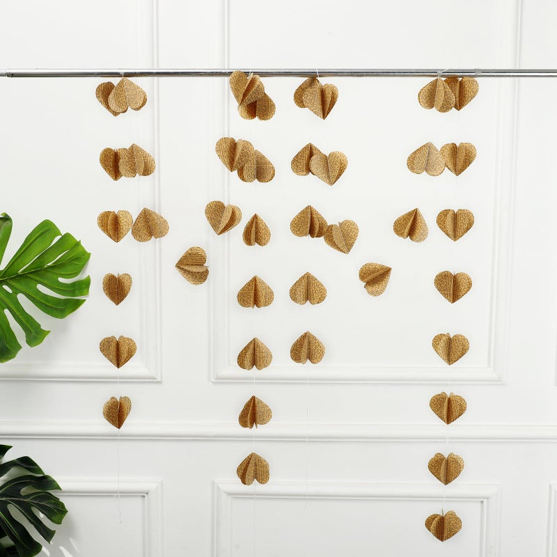 SLZBCY 4 Pack 3D Heart Garland Vintage Pages Recycled Book Garland Newspaper Bunting Party Nursery Strand String Banner Wedding Holiday Christmas Decorate (Vintage Heart) - Image 4