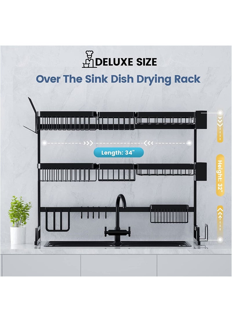 DubaiGallery 3 LayerStainless Steel Kitchen Rack Dish Organizer Drying Rack Above Sink Drain Rack Kitchen Storage Countertop Utensil Holder - Image 4
