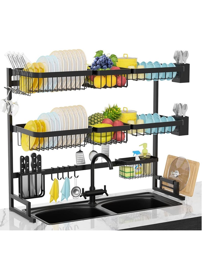 DubaiGallery 3 LayerStainless Steel Kitchen Rack Dish Organizer Drying Rack Above Sink Drain Rack Kitchen Storage Countertop Utensil Holder - Image 1