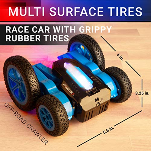 Force1 Tornado Blue LED Remote Control Car for Kids- Double Sided Driving Fast RC Cars 360 Flips, Outdoor 4WD Off Road Stunt RC Car, All Terrain Tires, RC Crawler Rechargeable Battery, 2.4GHz Remote - Image 5