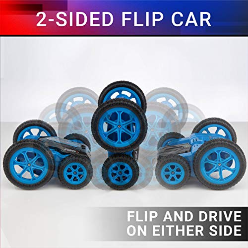 Force1 Tornado Blue LED Remote Control Car for Kids- Double Sided Driving Fast RC Cars 360 Flips, Outdoor 4WD Off Road Stunt RC Car, All Terrain Tires, RC Crawler Rechargeable Battery, 2.4GHz Remote - Image 4