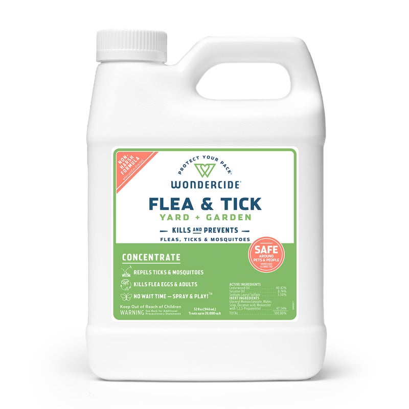 Wondercide - Flea and Tick Spray Concentrate for Yard and Garden with Natural Essential Oils â€“ Kill, Control, Prevent, Fleas, Ticks, Mosquitoes and Insects - Safe Around Pets, Plants, Kids - 32 oz - Image 1
