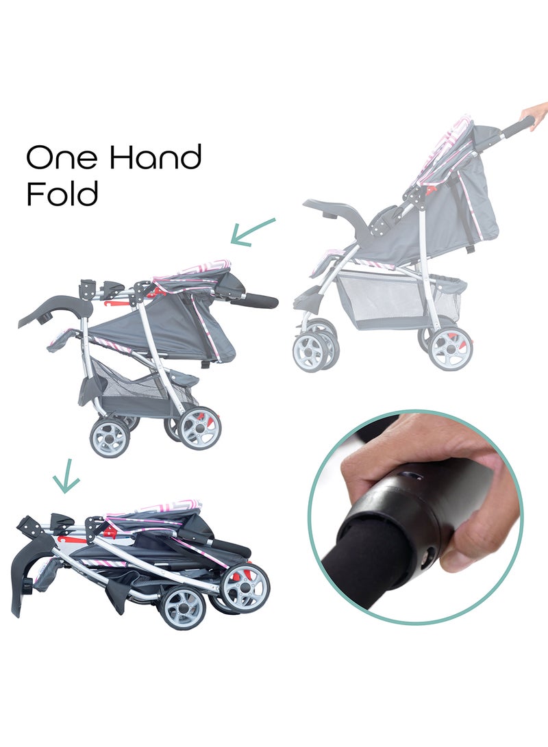 Moon Trek - One Fold Stroller - Pink - Image 5