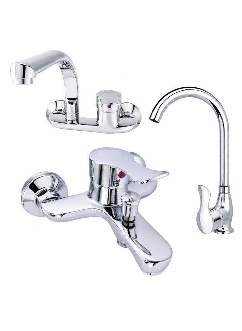 Mixers Set, Bathtub, Kitchen And Basin Mixer - 3 Pieces - Image 1