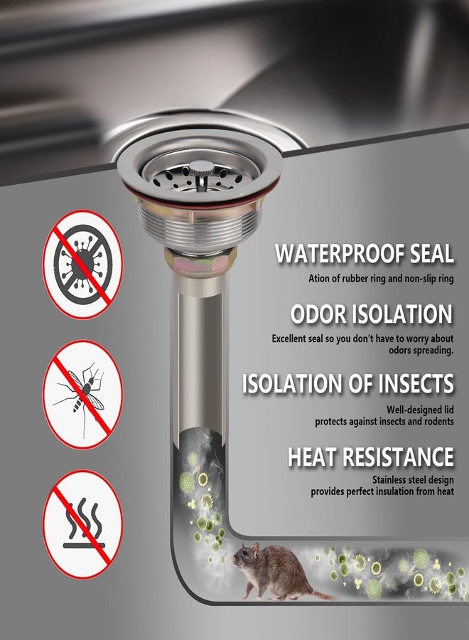 Uni-Green Kitchen Sink Drain Kit for Standard 3-1/2 inch Drain - Fit 1-1/2 inch Pipe - Stainless Steel Basket with Knob - Rubber Stopper Bottom - 3.5" Kitchen Sink Drain Strainer Replacement Kit - Image 4