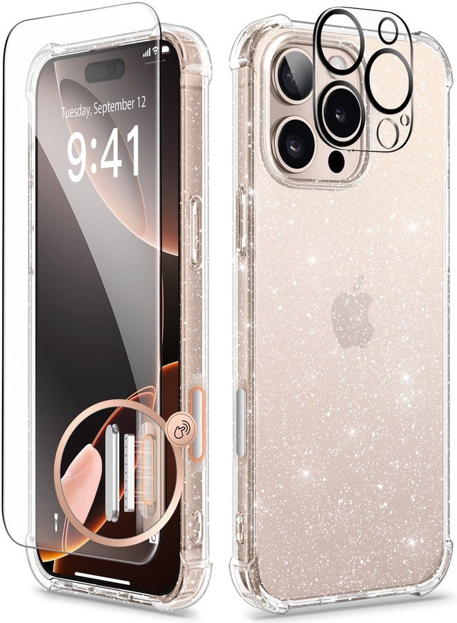 GVIEWIN Compatible with iPhone 16 Pro Max Case 2024,[Camera Control Button] with Screen &Camera Lens Protectors,Non-yellow Glitter Bling Sparkle Clear Shockproof Anti-Scratch Protective Cover,Glitter - Image 1