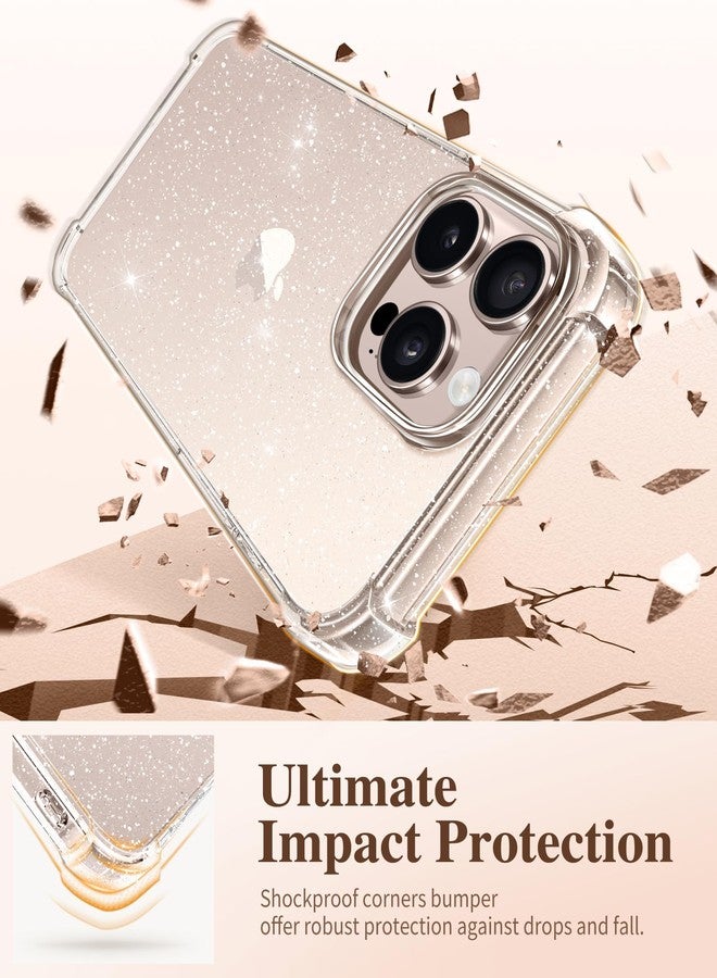GVIEWIN Compatible with iPhone 16 Pro Max Case 2024,[Camera Control Button] with Screen &Camera Lens Protectors,Non-yellow Glitter Bling Sparkle Clear Shockproof Anti-Scratch Protective Cover,Glitter - Image 4