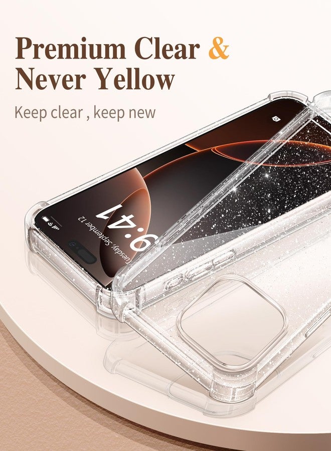 GVIEWIN Compatible with iPhone 16 Pro Max Case 2024,[Camera Control Button] with Screen &Camera Lens Protectors,Non-yellow Glitter Bling Sparkle Clear Shockproof Anti-Scratch Protective Cover,Glitter - Image 3