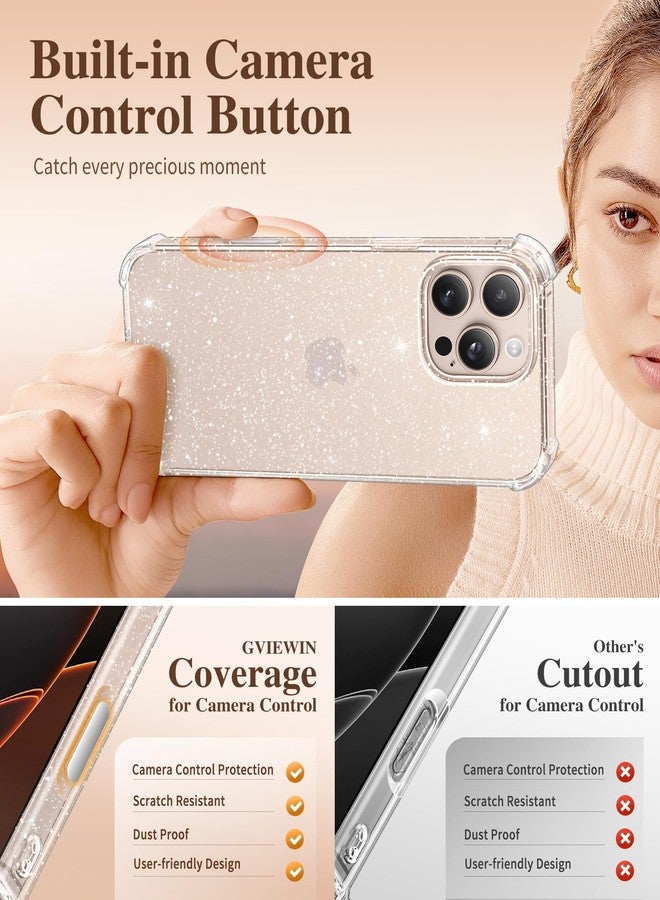 GVIEWIN Compatible with iPhone 16 Pro Max Case 2024,[Camera Control Button] with Screen &Camera Lens Protectors,Non-yellow Glitter Bling Sparkle Clear Shockproof Anti-Scratch Protective Cover,Glitter - Image 5