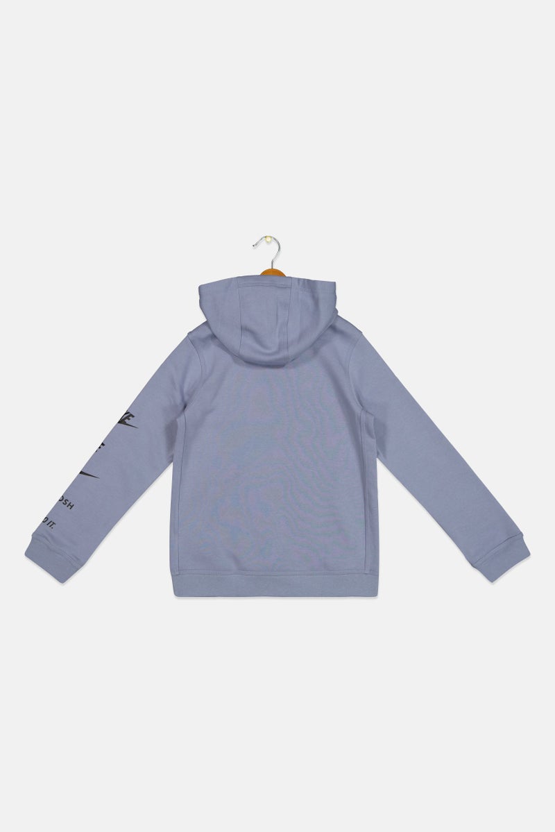 Nike هودي تدريب بأكمام طويلة للأطفال الأولاد بشعار العلامة التجارية، رمادي - Image 2