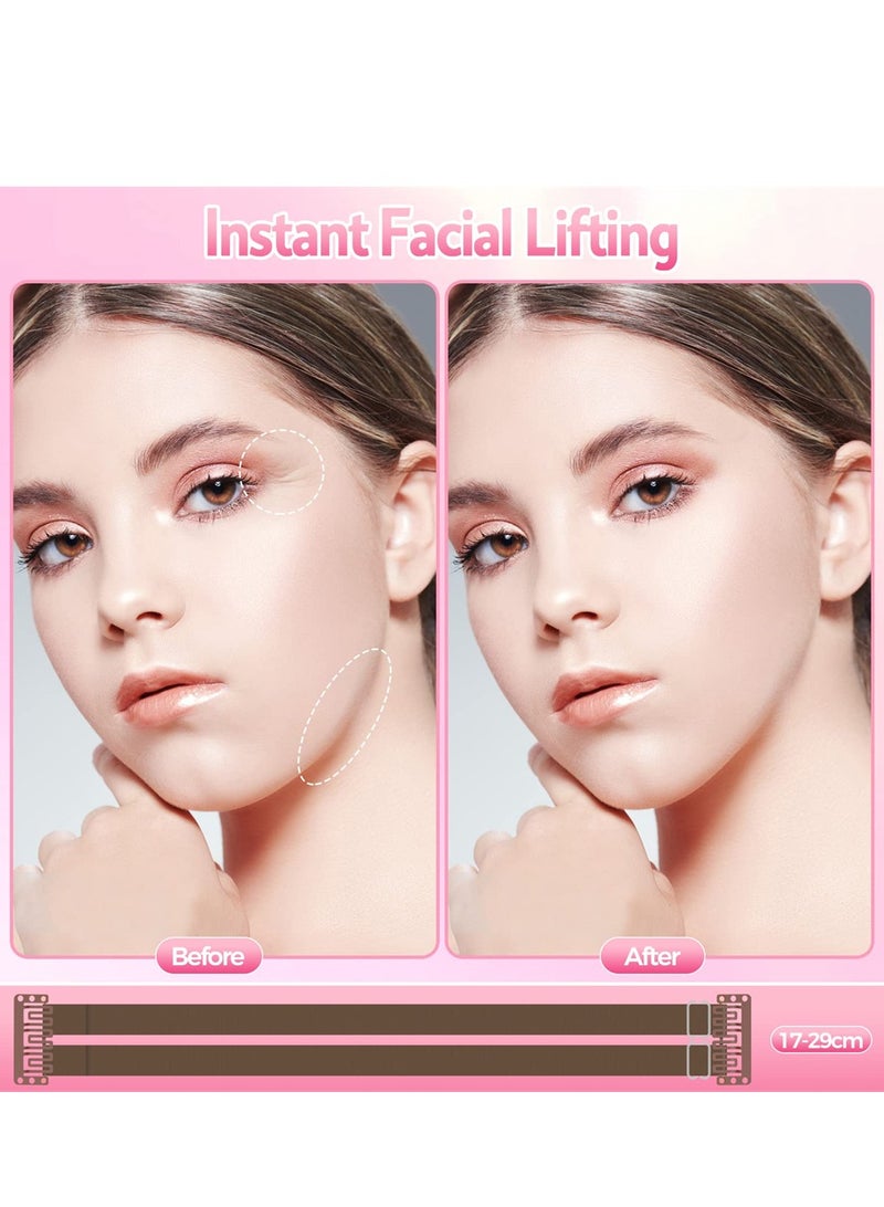 Adjustable Face Lift Stretching Strap 4Pcs Facelift Bands with Invisible Hair Clips for Instant Slimming and Wrinkle Reduction - Image 3