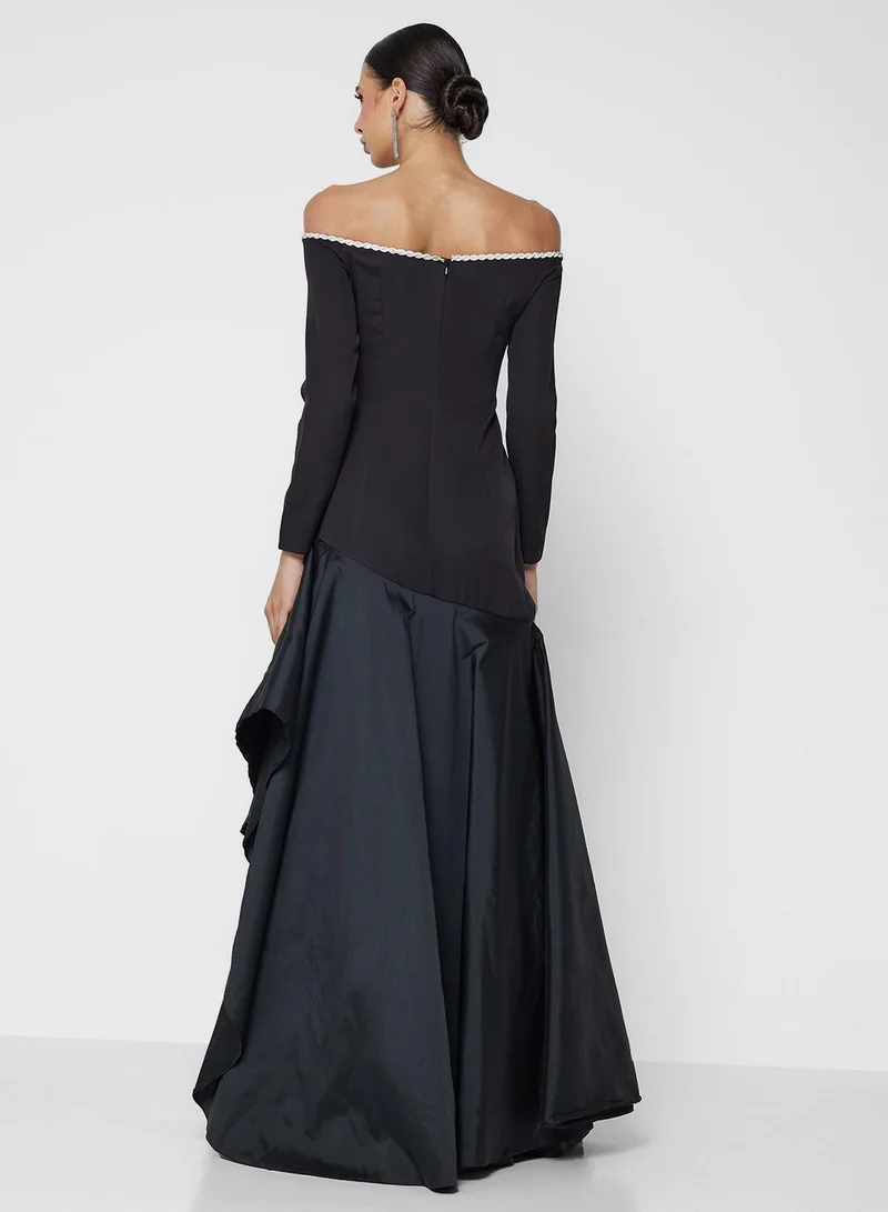 Namshi x  Contrast Toned Bandeau Evening Dress for Women | Best Price UAE