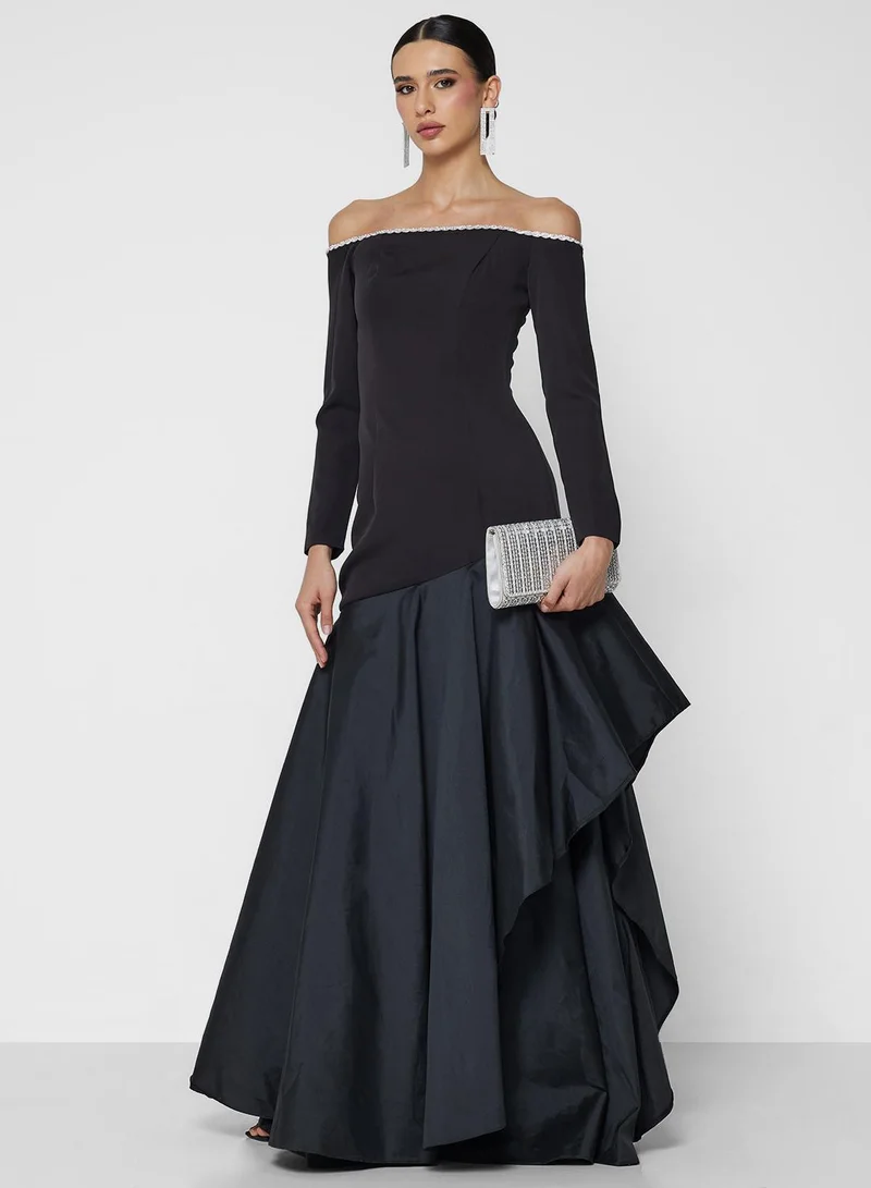 Namshi x  Contrast Toned Bandeau Evening Dress for Women | Best Price UAE