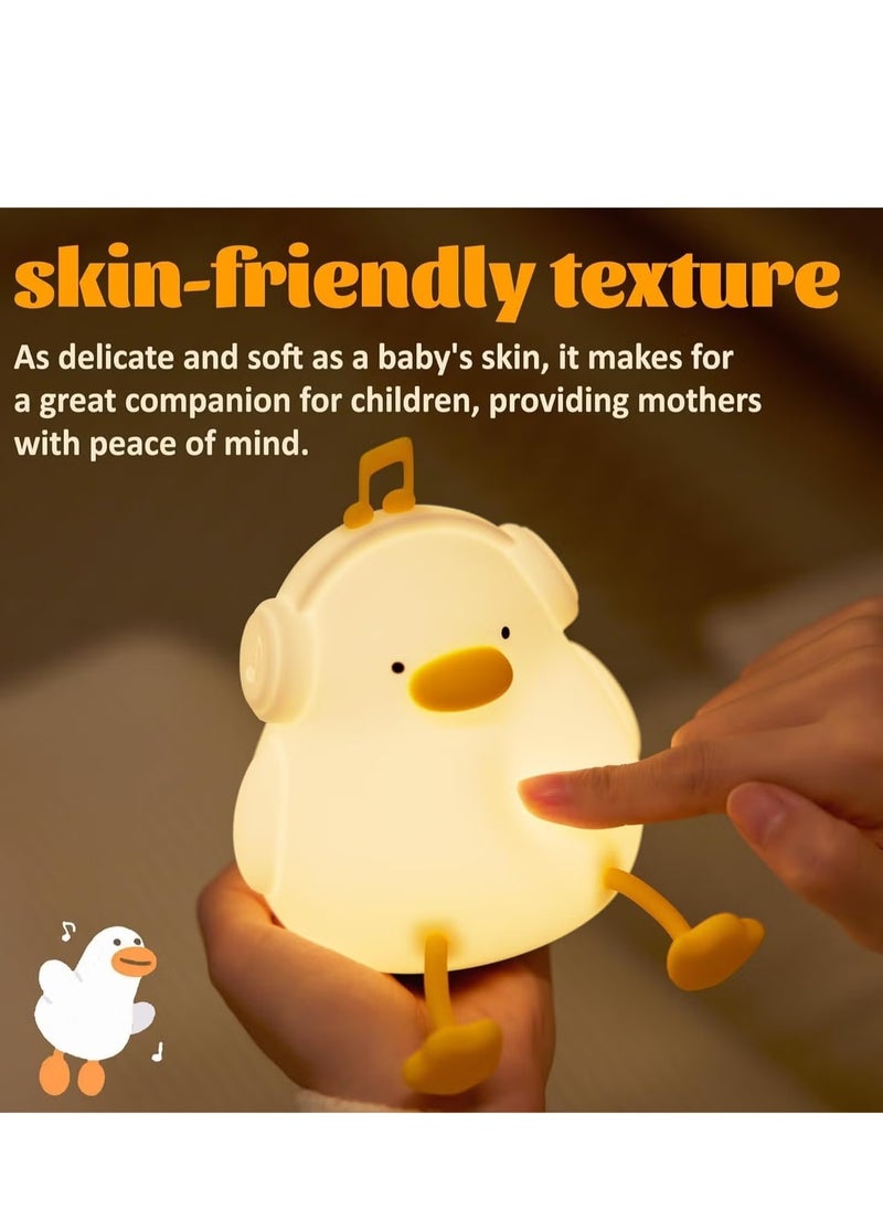 JAJEEK Duck Night Light for Kids | Soft Silicone Squishy LED Lamp with Touch Control & Dimming | Rechargeable Cute Bedside Nursery Light & Phone Holder for Boys & Girls | Adorable Gift for Baby Room, Bedroom, Travel & Nighttime Comfort  - Image 4