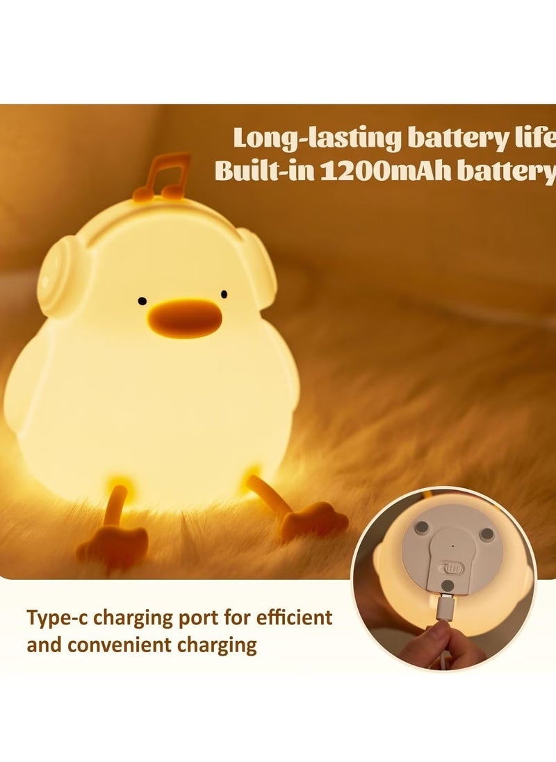 JAJEEK Duck Night Light for Kids | Soft Silicone Squishy LED Lamp with Touch Control & Dimming | Rechargeable Cute Bedside Nursery Light & Phone Holder for Boys & Girls | Adorable Gift for Baby Room, Bedroom, Travel & Nighttime Comfort  - Image 2
