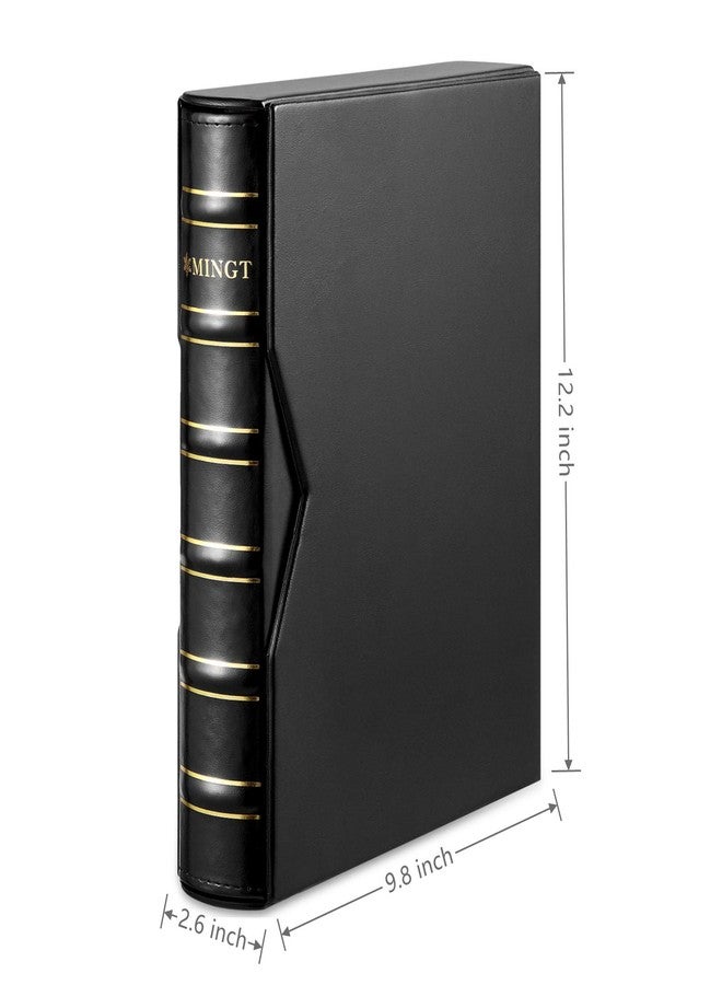 MUDOR Premium PU Classic Binder with Slipcase Storage Case, 4 Ring Empty Stamp Binder Albums Stockbook for Stamps, Documents, Coins, Bank Notes,Without Inner Pages (Black) - Image 4